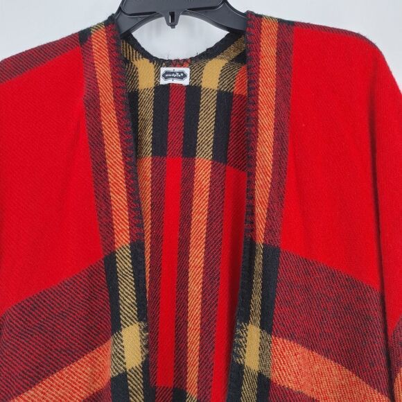 Mudpie plaid wrap open front shawl red size ONE SIZE - Picture 5 of 11